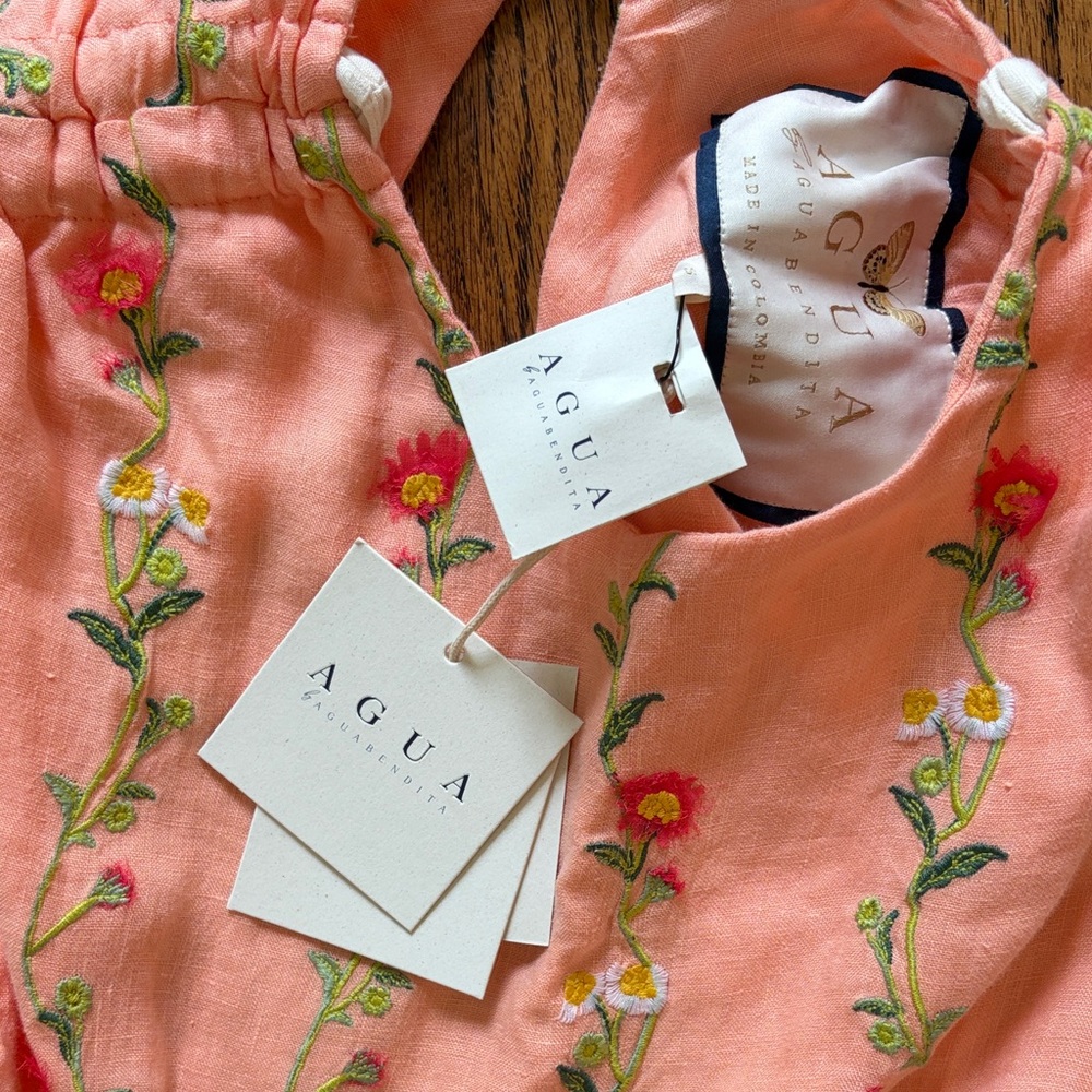 Agua by Agua Benita Pink Floral Embroidered Tie-Back Dress - Picture 2 of 4